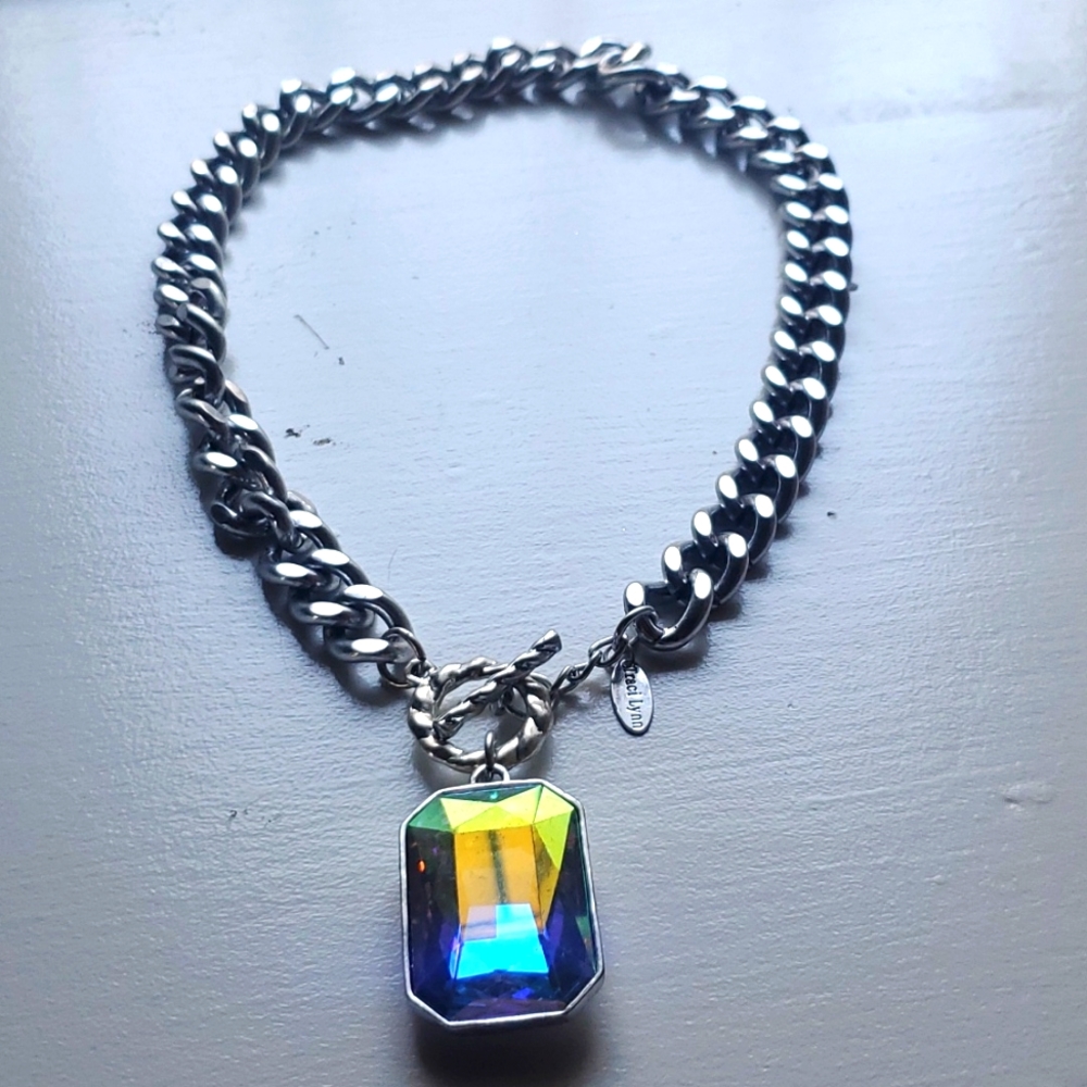 Traci Lynn Crystal Toggle Statement Necklace - image 2